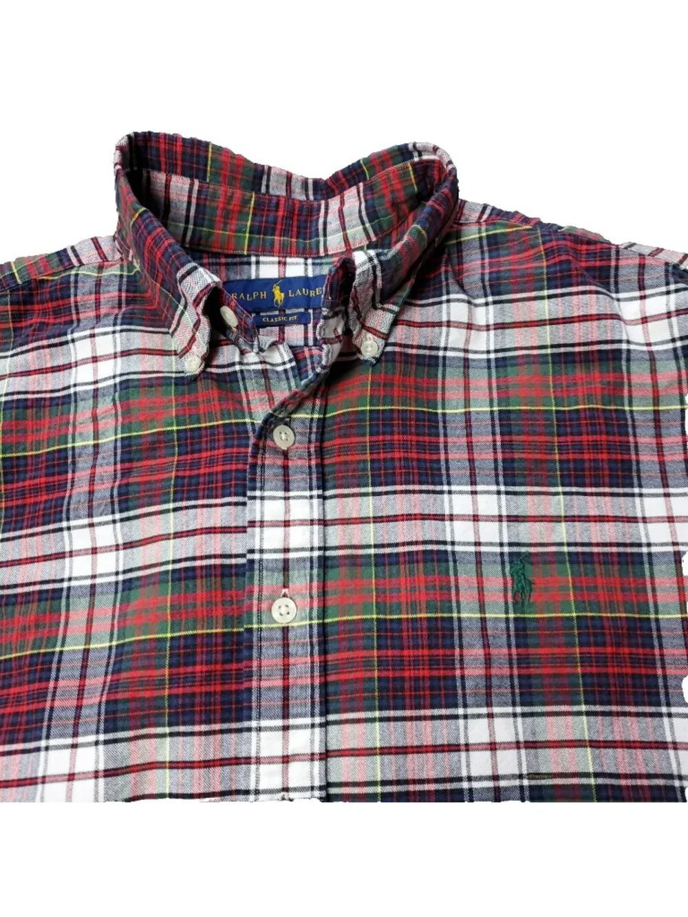 Polo Ralph Lauren Shirt Mens L Large Plaid Red Classic Fit Long Sleeve Button